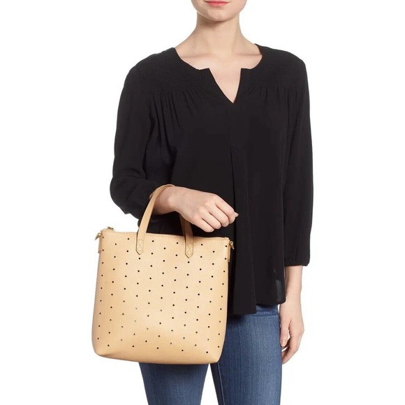 Madewell Light Tan Leather Mini Perforated Transport Tote Bag Hangbag Purse NWT - Picture 10 of 10